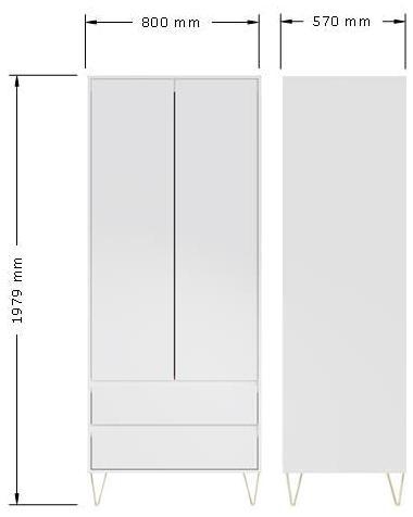 Montour White 2 Door 2 Drawer Wardrobe
