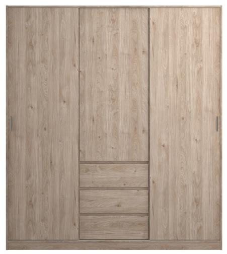Naia Oak Effect 3 Door 3 Drawer Wardrobe