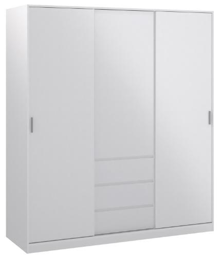 Naia White Gloss 3 Door 3 Drawer Wardrobe