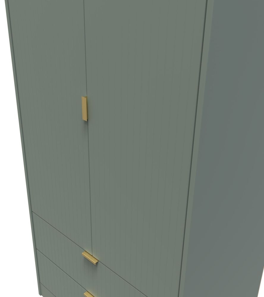 Nashville Wardrobe - 2 Door - 2 Drawer - Tall - Green