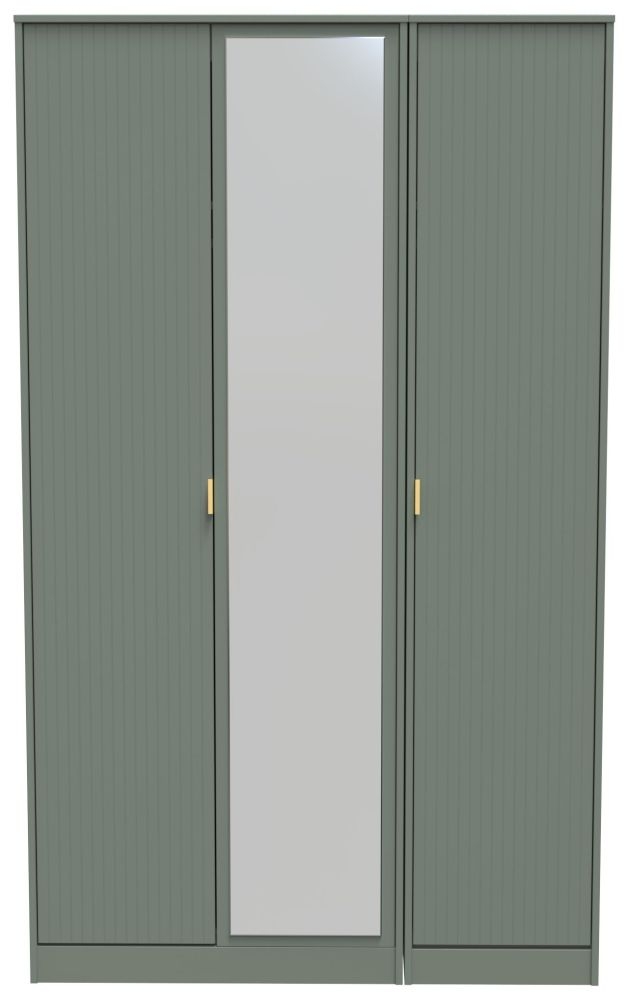 Nashville Green 3 Door Tall Triple Wardrobe - 1 Mirror