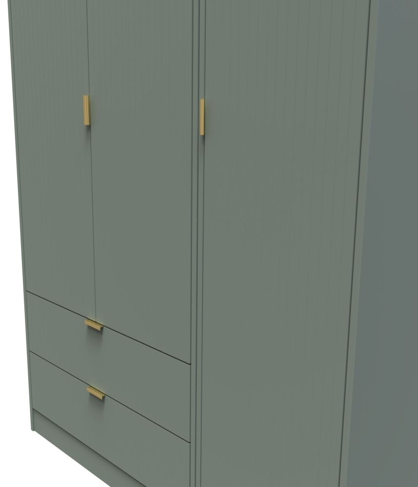 Nashville Wardrobe - 3 Door - LHF 2 Drawer - Tall - Triple - Green