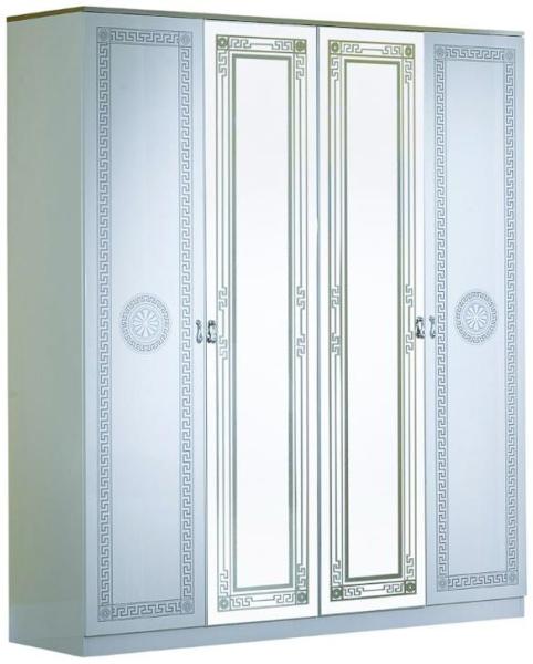 New Serena White Italian 4 Door Wardrobe with Mirrors