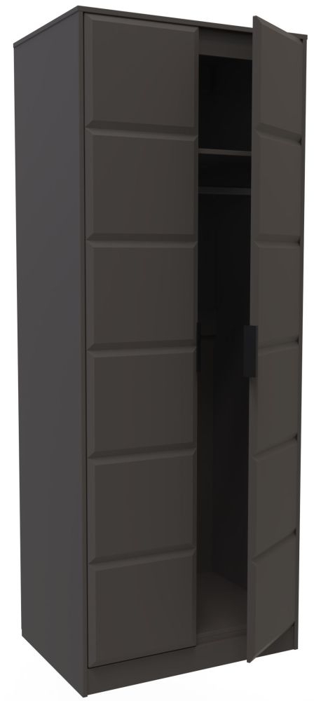 New York Wardrobe - 2 Door - Plain - Tall - Graphite