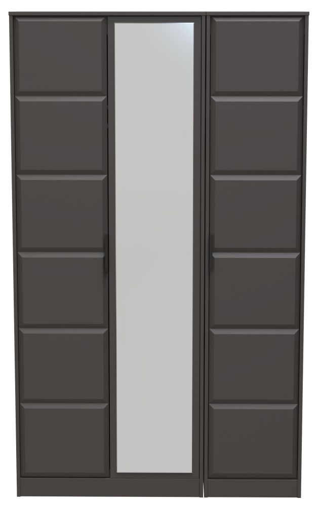 New York Graphite 3 Door Tall Triple Wardrobe - 1 Mirror