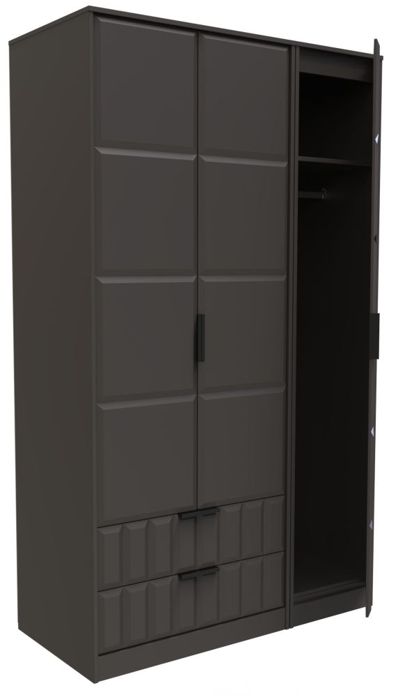 New York Wardrobe - 3 Door - LHF 2 Drawer - Tall - Triple - Graphite