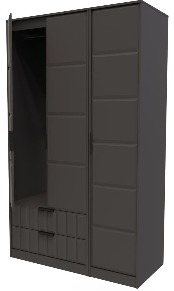 New York Wardrobe - 3 Door - LHF 2 Drawer - Tall - Triple - Graphite