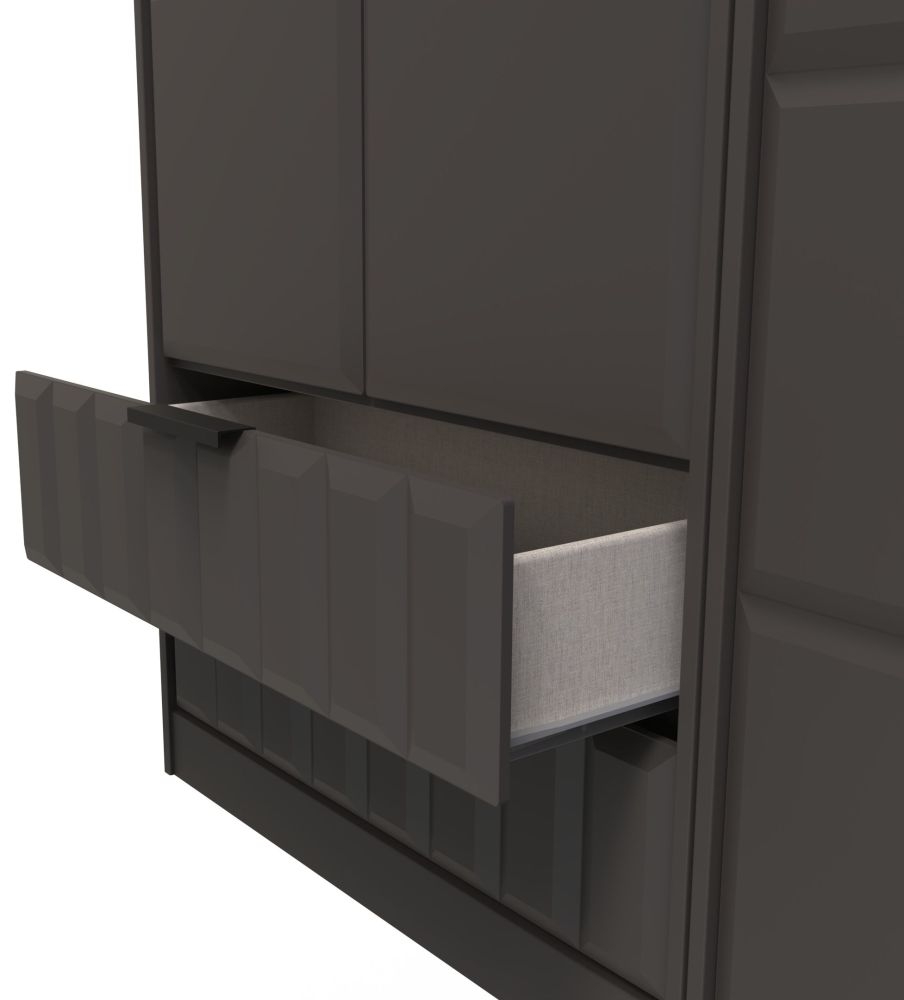 New York Wardrobe - 3 Door - LHF 2 Drawer - Tall - Triple - Graphite