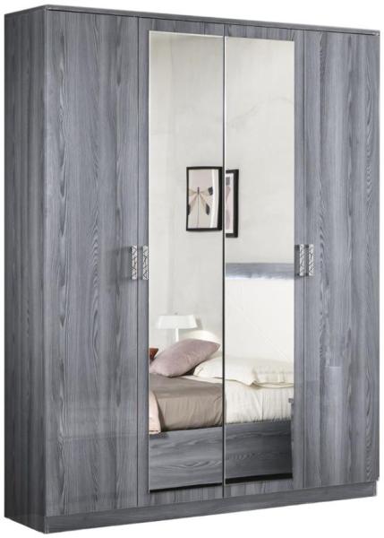 Nicole Grey Italian 4 Door Wardrobe with Mirrors