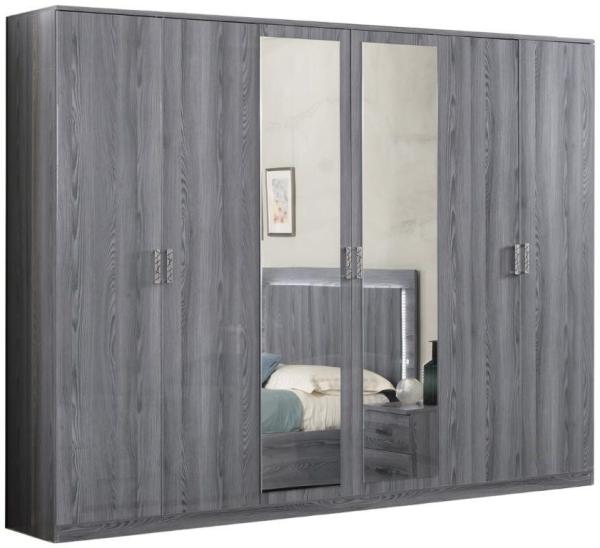 Nicole Grey Italian 6 Door Wardrobe with Mirrors