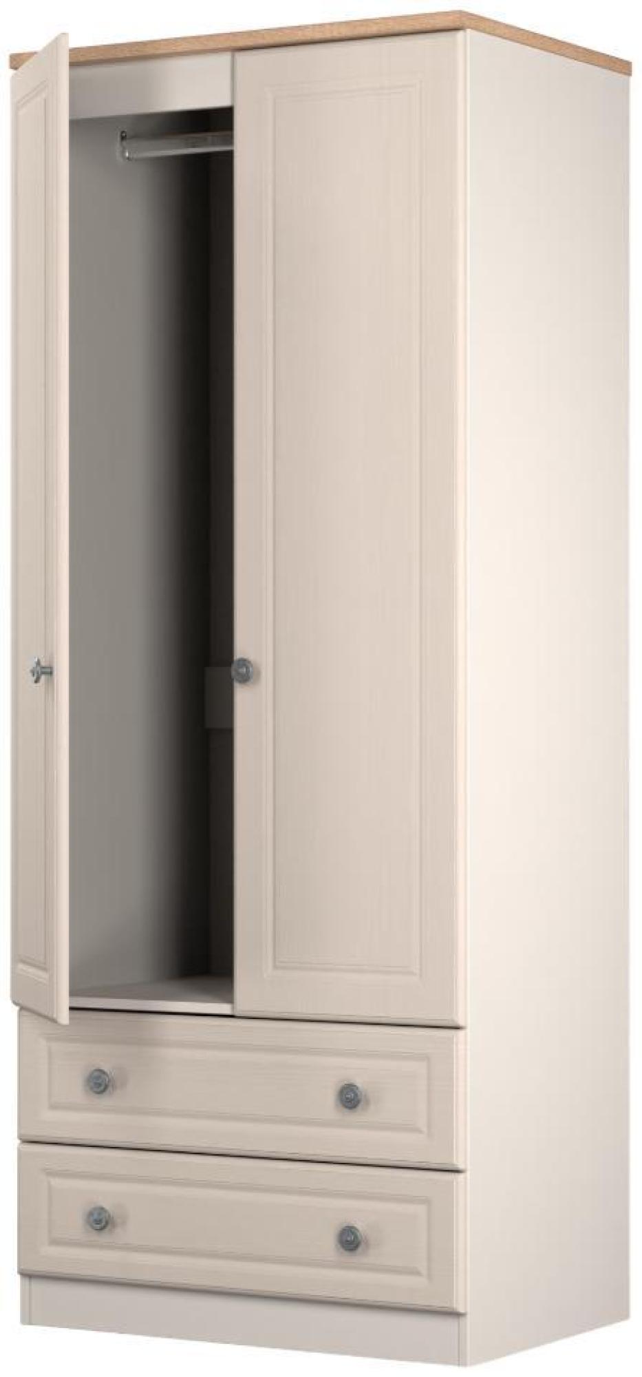 Norfolk Wardrobe - 2 Door - 2 Drawer - Double - Cashmere and Oak