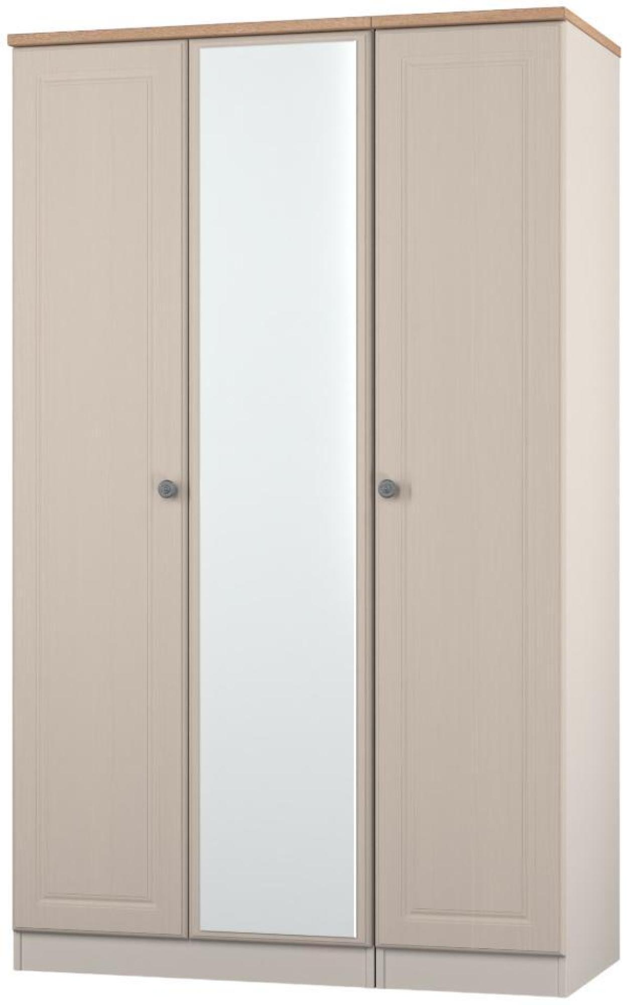 Norfolk Wardrobe - 3 Door - 1 Mirror - Triple - Cashmere and Oak