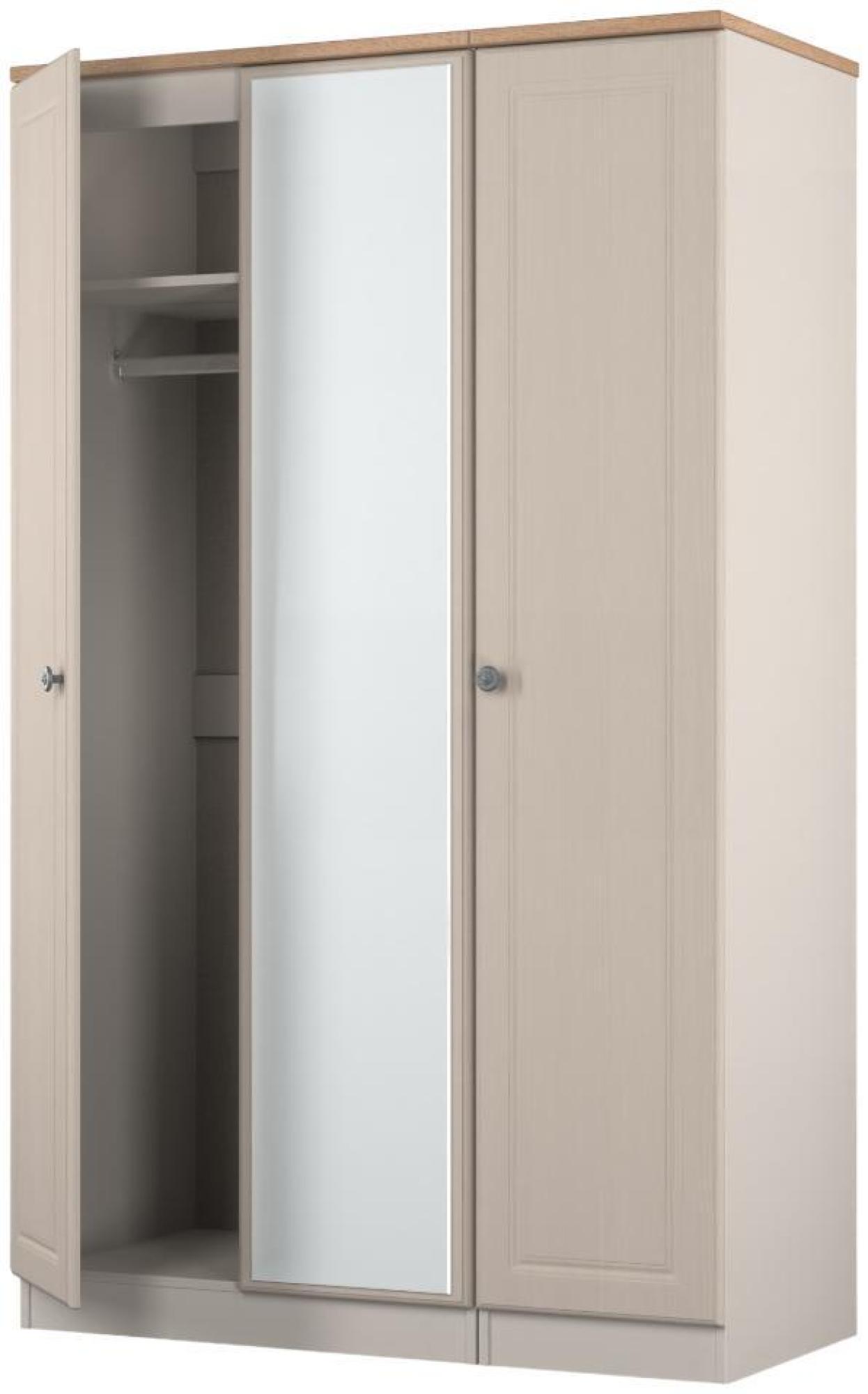 Norfolk Wardrobe - 3 Door - 1 Mirror - Triple - Cashmere and Oak