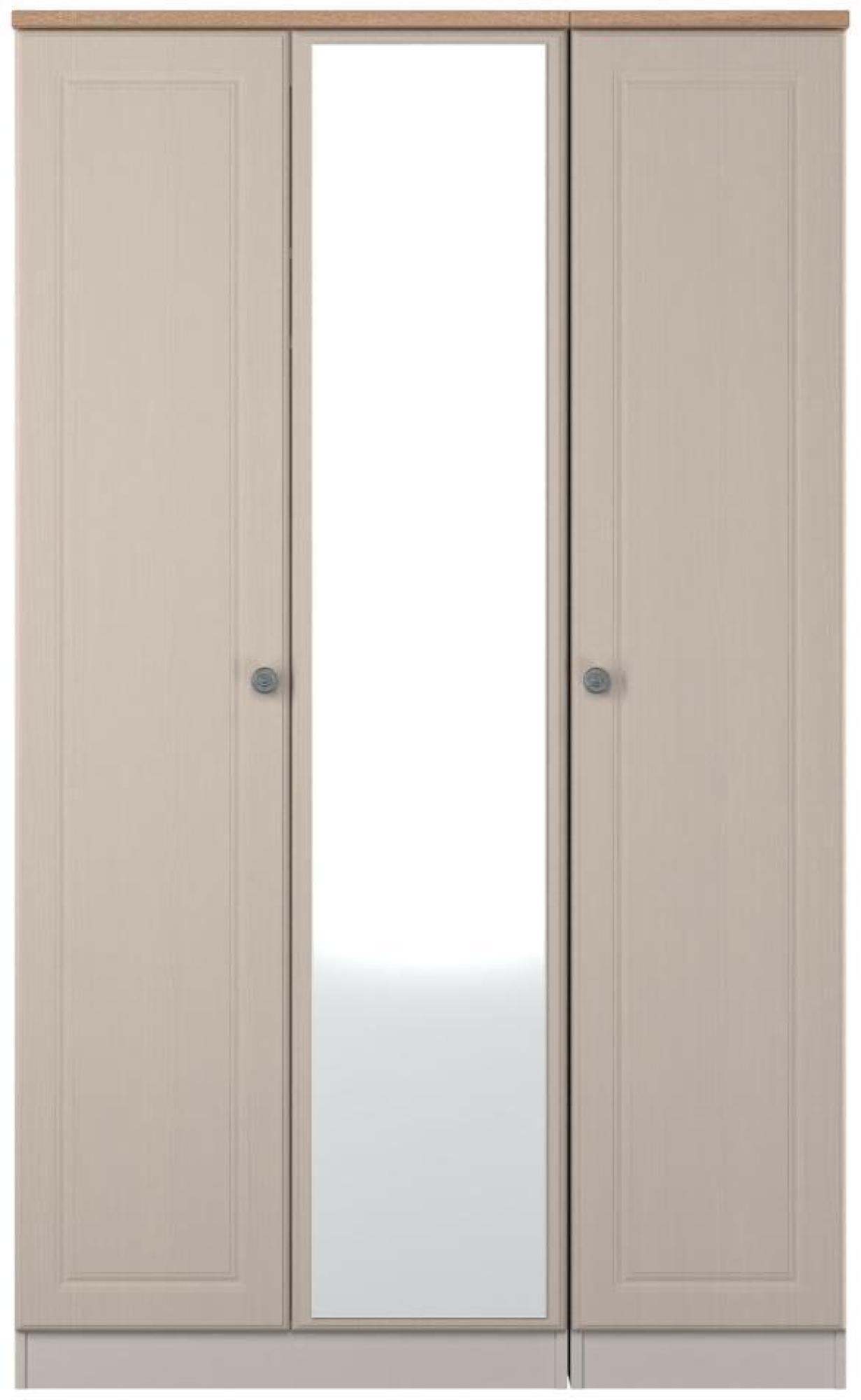Norfolk Cashmere and Oak Effect 3 Door Triple Wardrobe - 1 Mirror