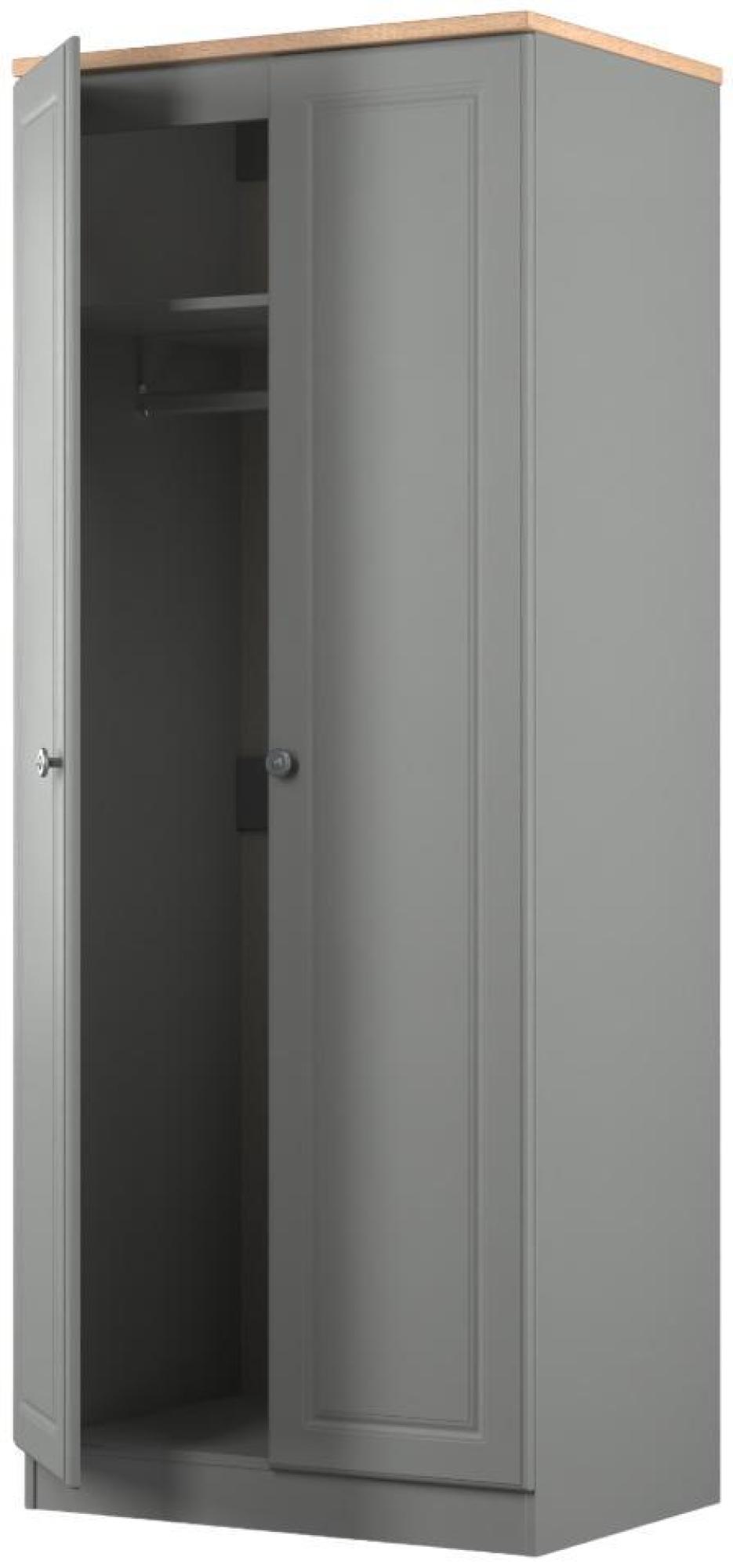 Norfolk Wardrobe - 2 Door - Plain - Grey and Oak