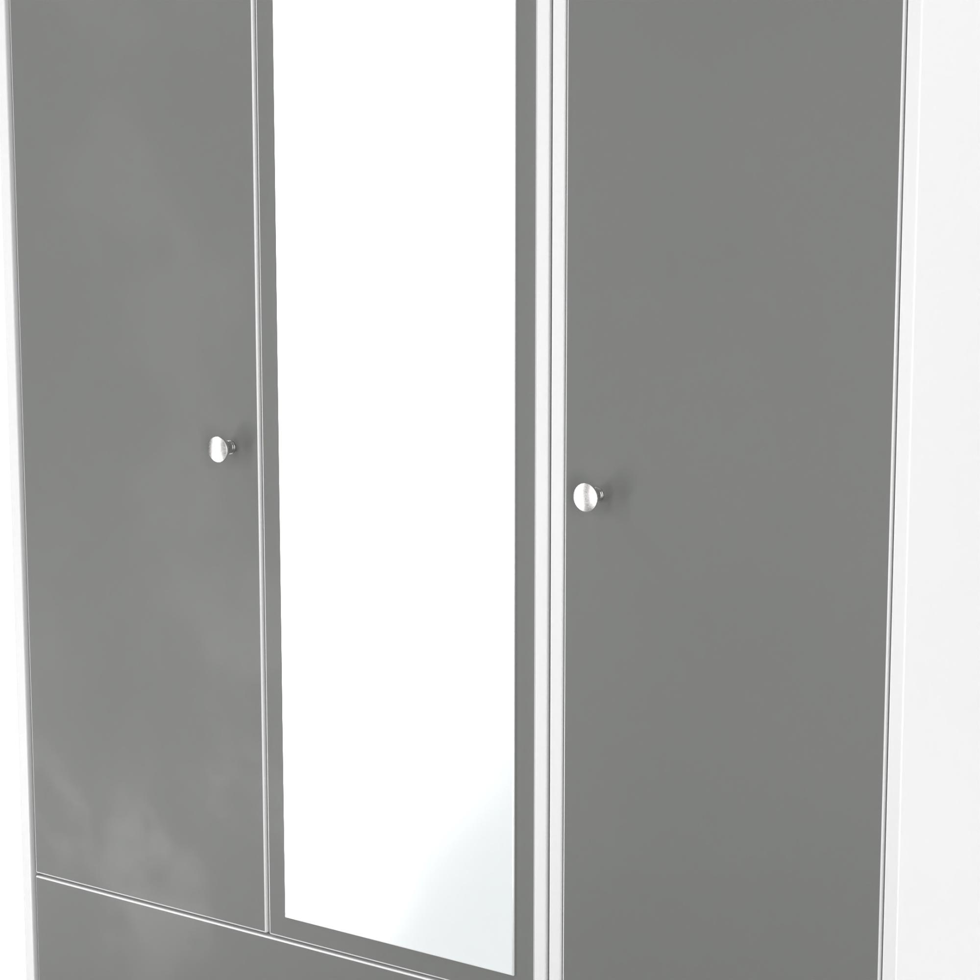 Padstow Wardrobe - 3 Door - 1 Mirror - LHF 2 Drawers - Tall Combi - Grey and White