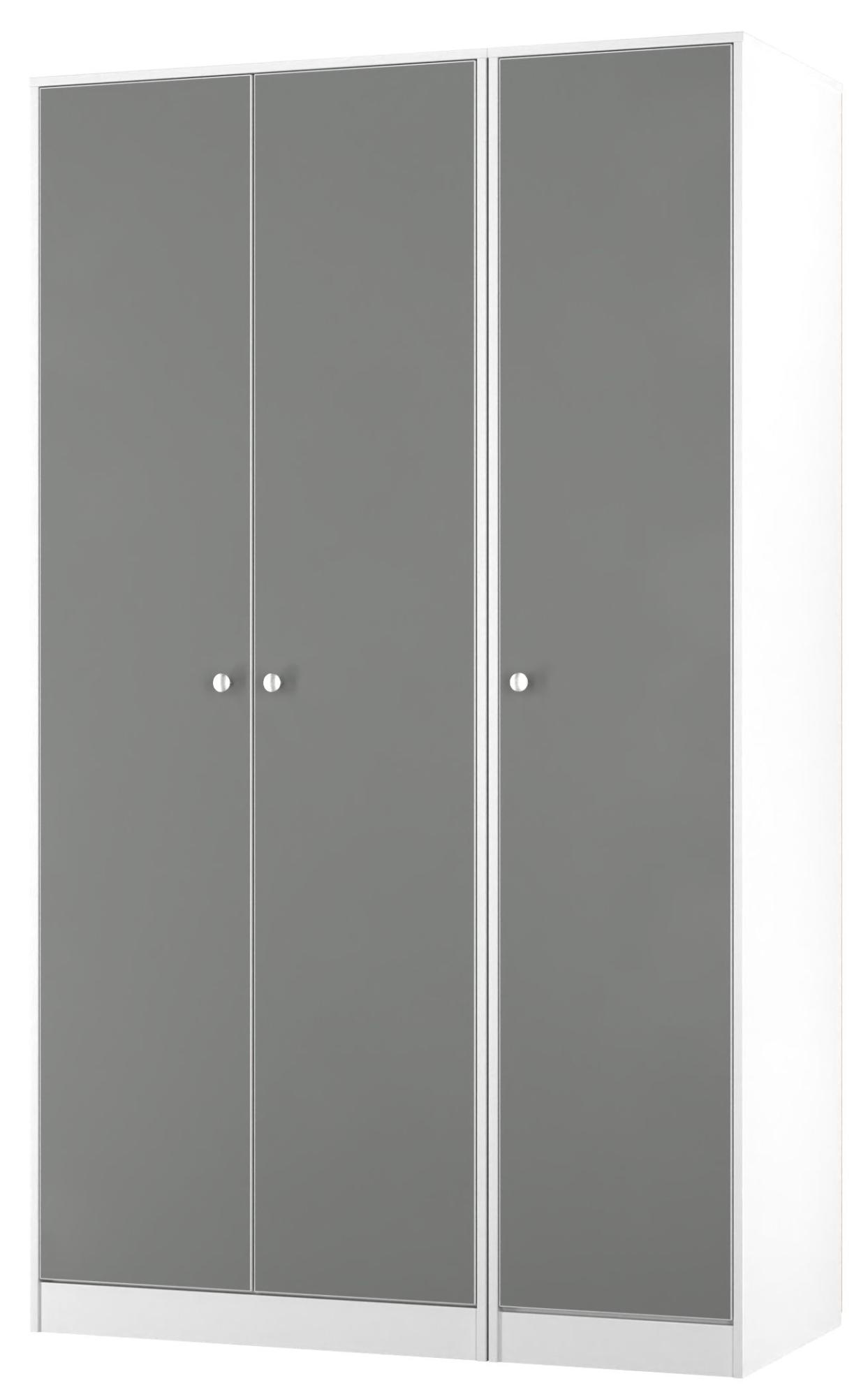 Padstow Wardrobe - 3 Door - Tall Triple - Grey and White