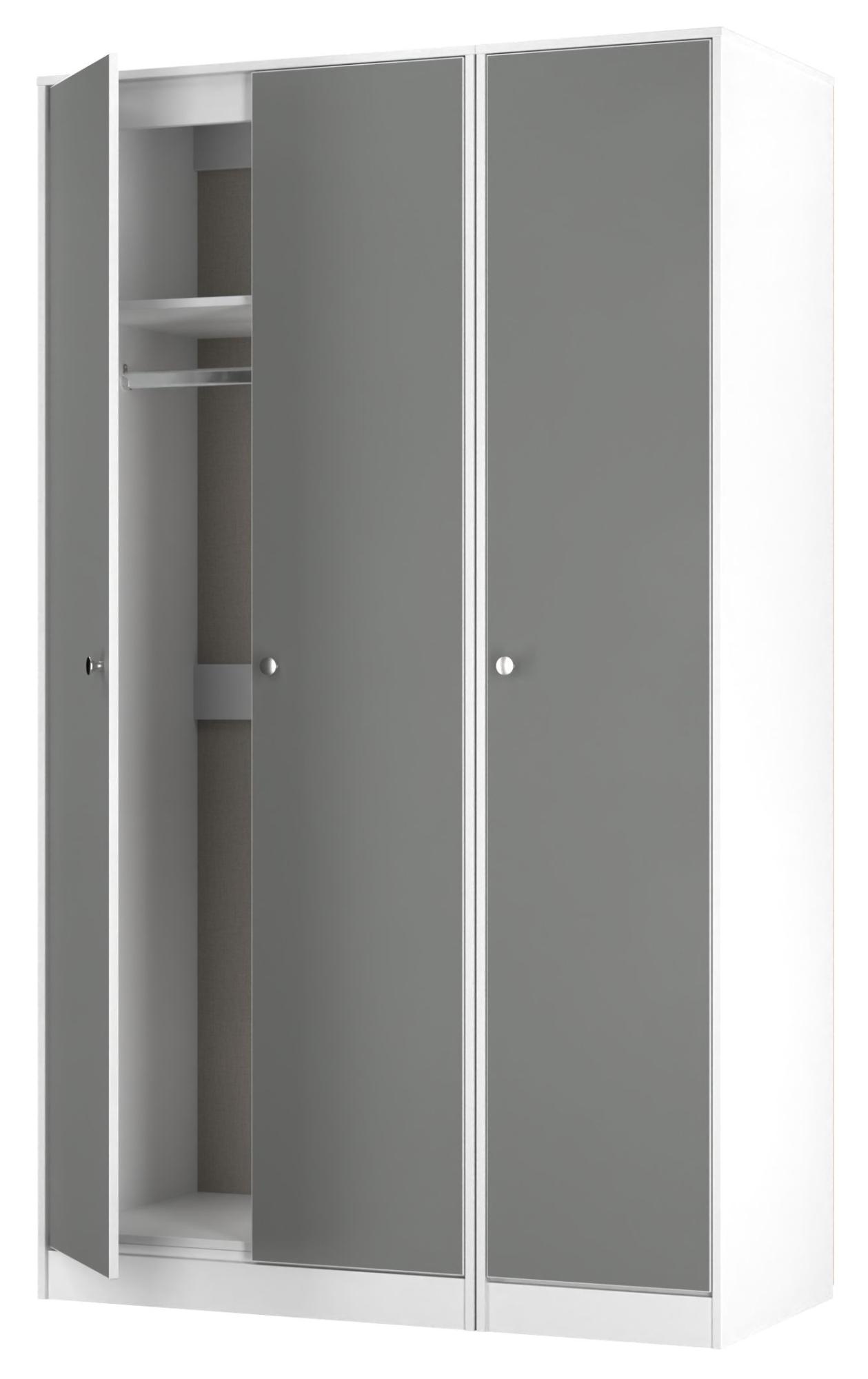 Padstow Wardrobe - 3 Door - Tall Triple - Grey and White