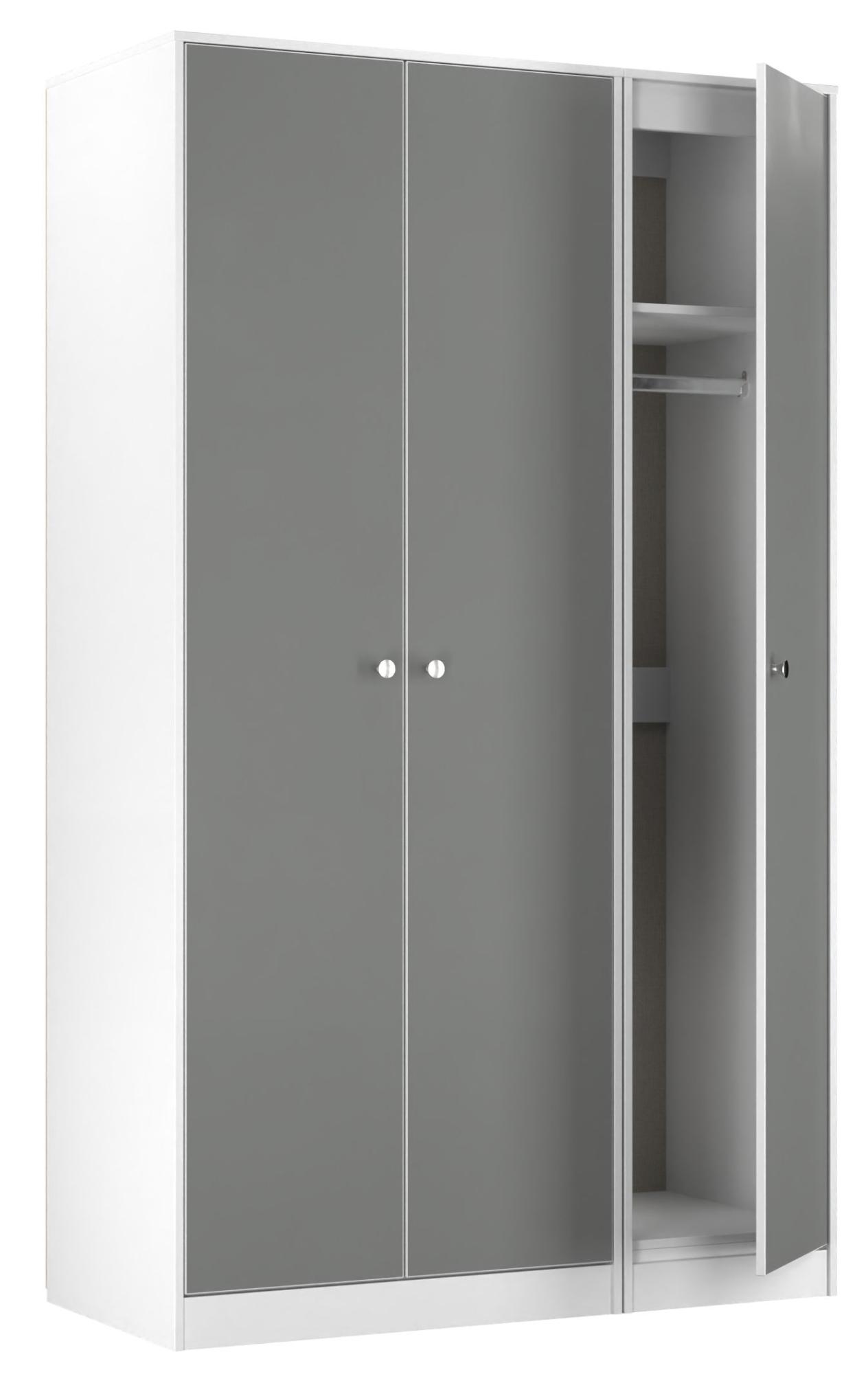 Padstow Wardrobe - 3 Door - Tall Triple - Grey and White