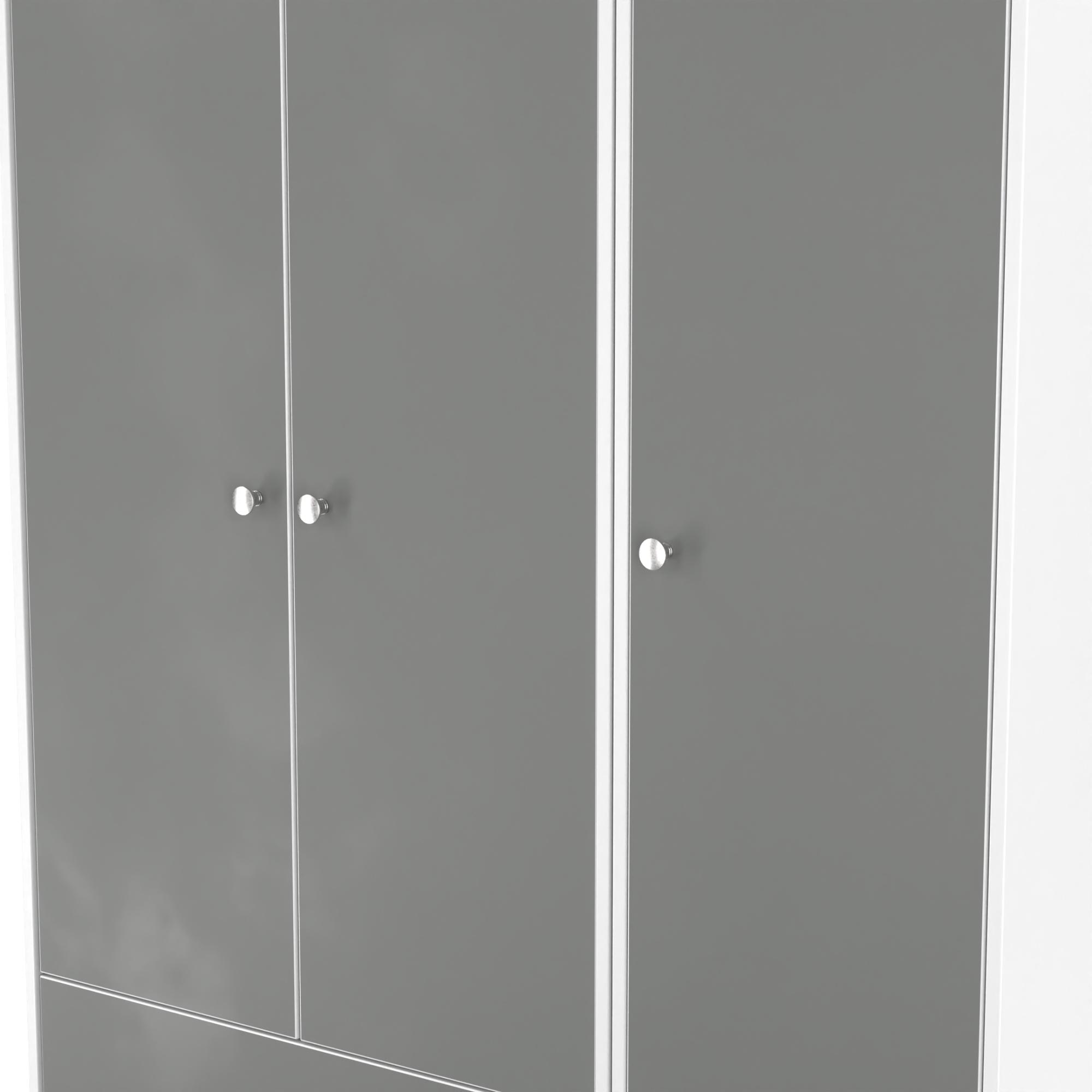 Padstow Wardrobe - 3 Door - LHF 2 Drawers - Tall Triple - Grey and White