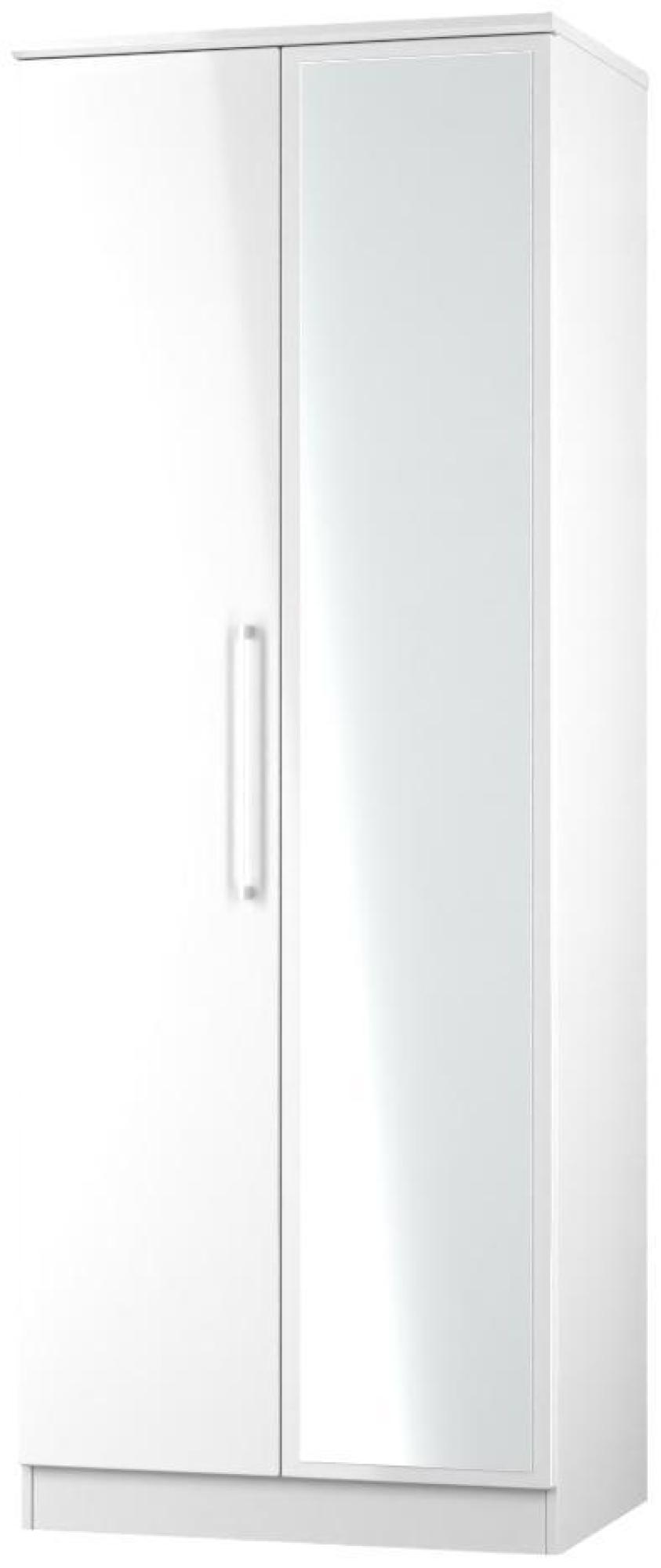 Paris Wardrobe - 2 Door - 1 Mirror - Tall - White Gloss