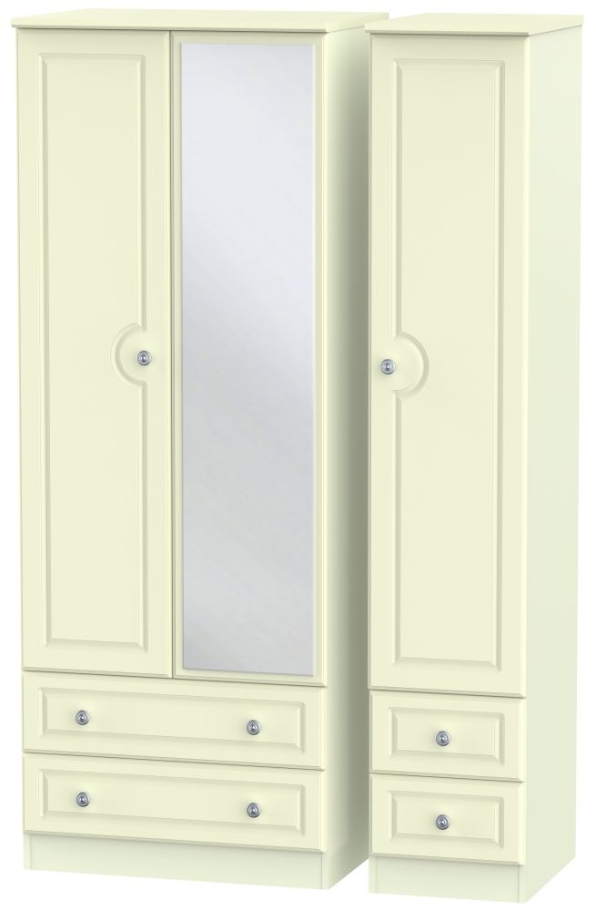 Pembroke Cream 3 Door Tall Combi Wardrobe - 1 Mirror