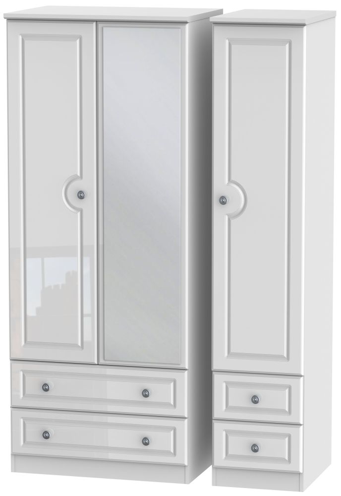 Pembroke White Gloss 3 Door Combi Wardrobe - 1 Mirror