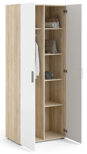 Pepe Oak Effect and White Gloss 2 Door Wardrobe