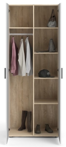Pepe Oak Effect and White Gloss 2 Door Wardrobe