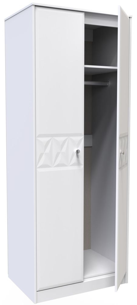 Pixel Wardrobe - 2 Door - Plain - Tall - White