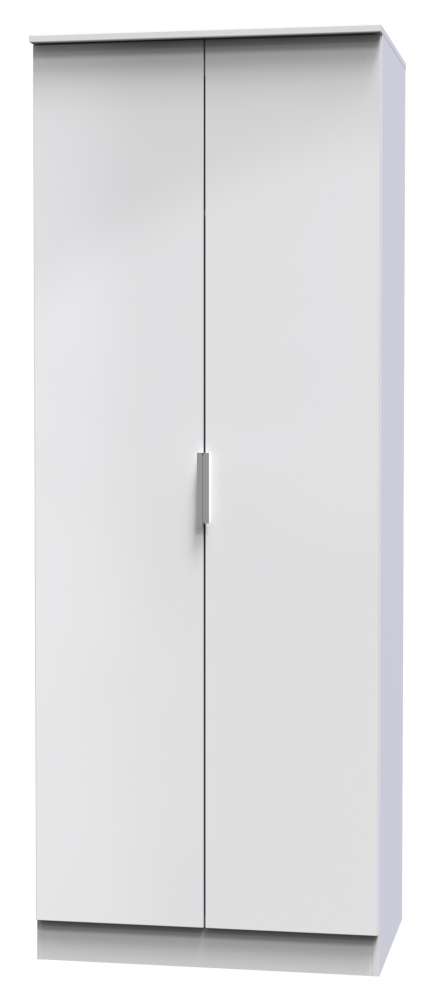 Plymouth Wardrobe - 2 Door - Plain - Tall - White Gloss