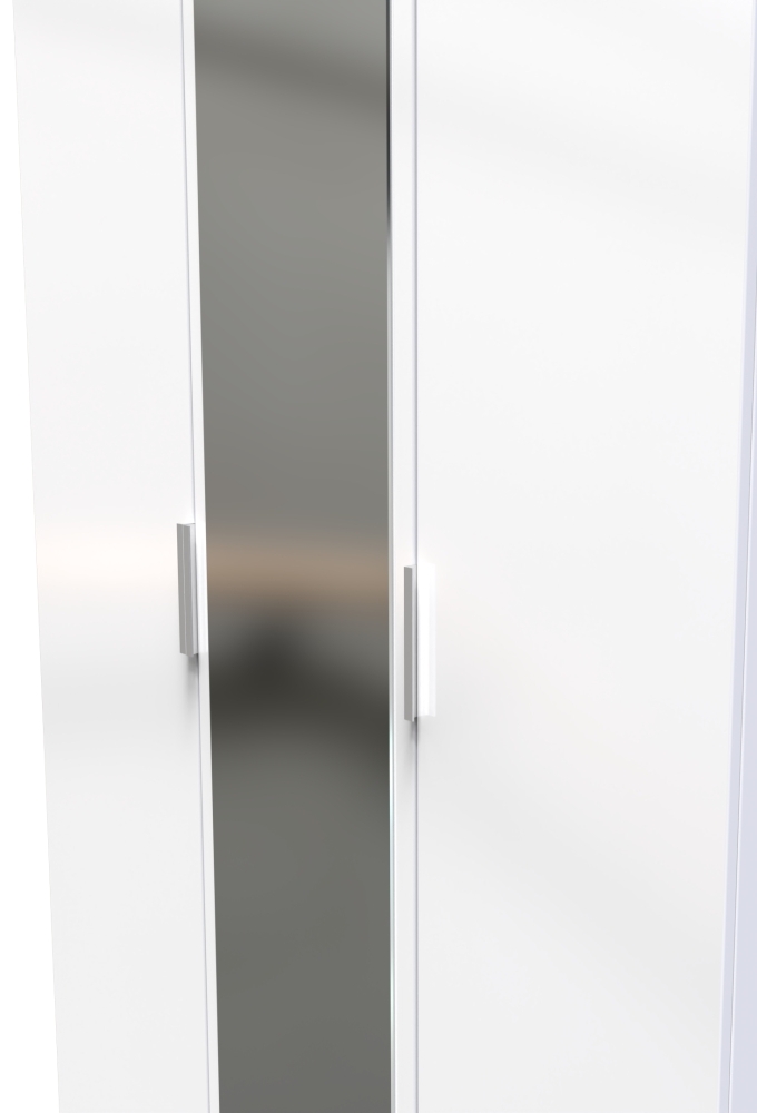 Plymouth Wardrobe - 3 Door - 1 Mirror - Tall - Triple - White Gloss