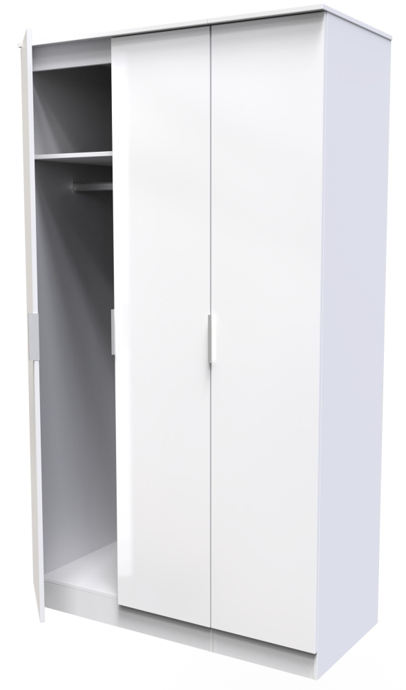 Plymouth Wardrobe - 3 Door - Tall - Triple - White Gloss