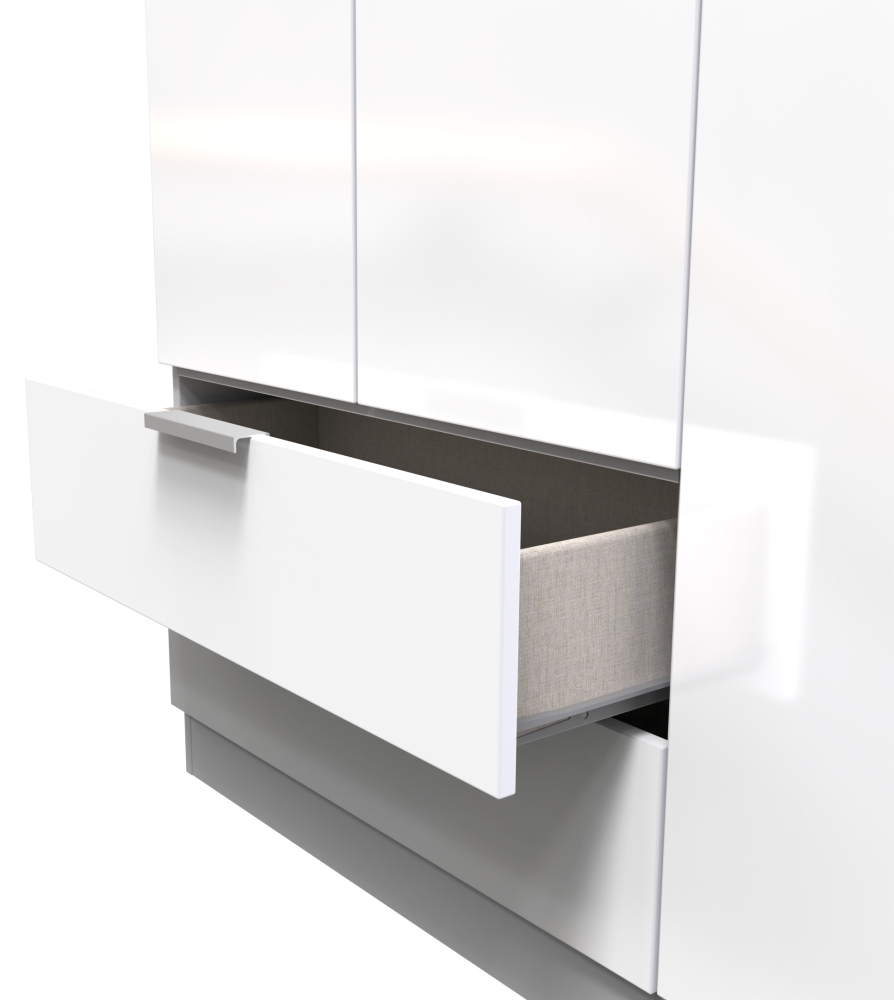 Plymouth Wardrobe - 3 Door - LHF 2 Drawers - Tall - Triple - White Gloss