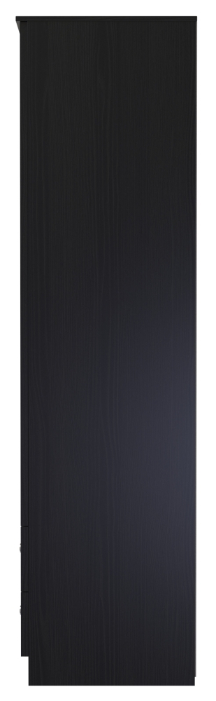 Rattan and Black Ash Wardrobe - 2 Door - 2 Drawer - Tall