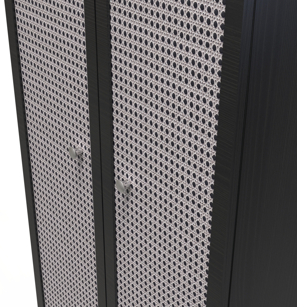 Rattan and Black Ash Wardrobe - 2 Door - Plain - Tall