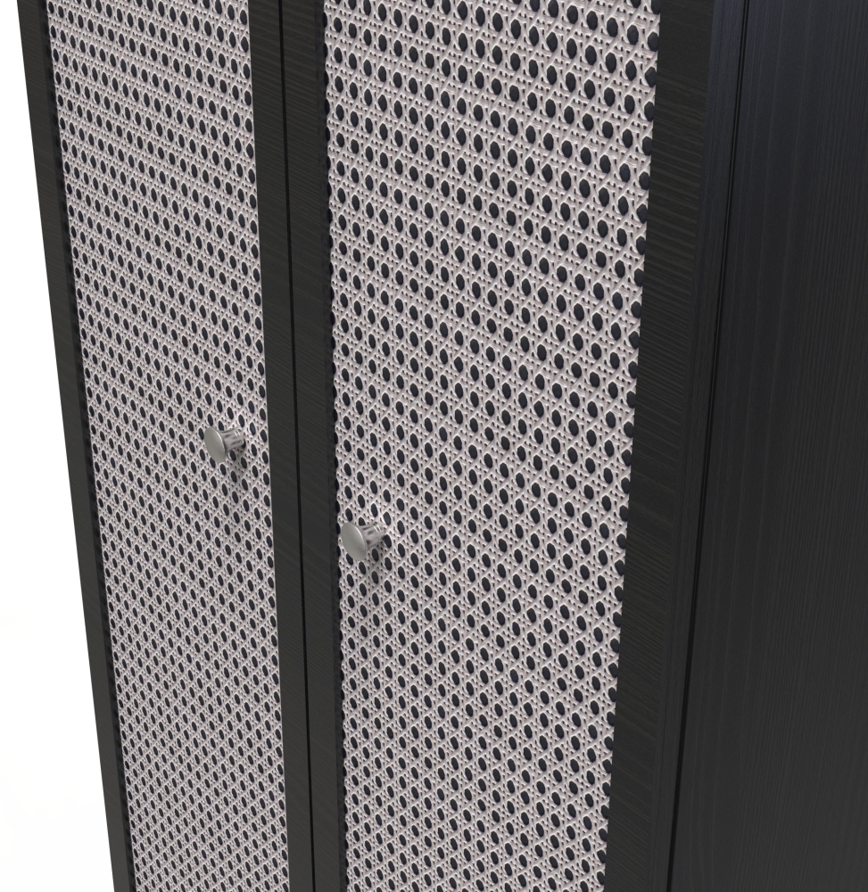 Rattan and Black Ash Wardrobe - 2 Door - Plain