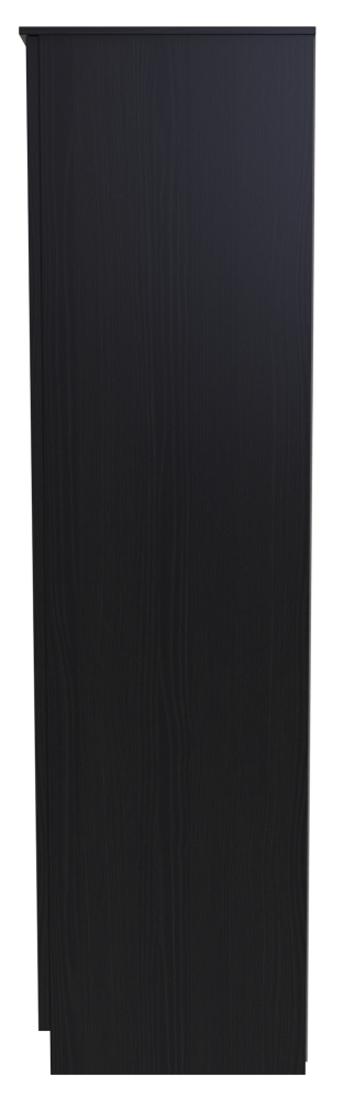 Rattan and Black Ash Wardrobe - 3 Door - 1 Mirror - Triple