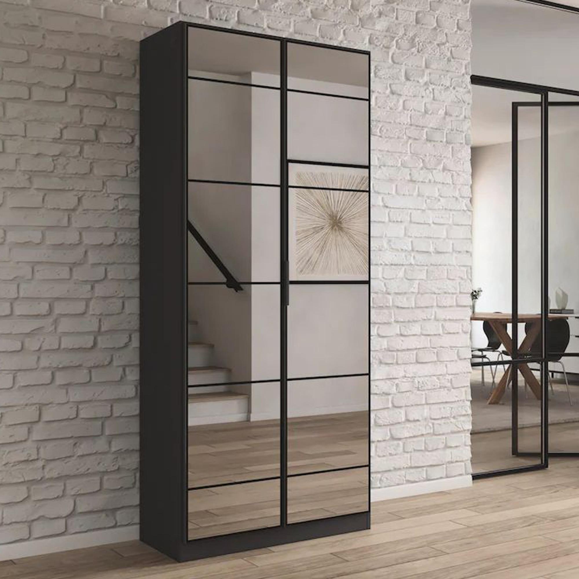 Rauch Acero 91cm 2 Door Mirrored Wardrobe - Metallic Grey