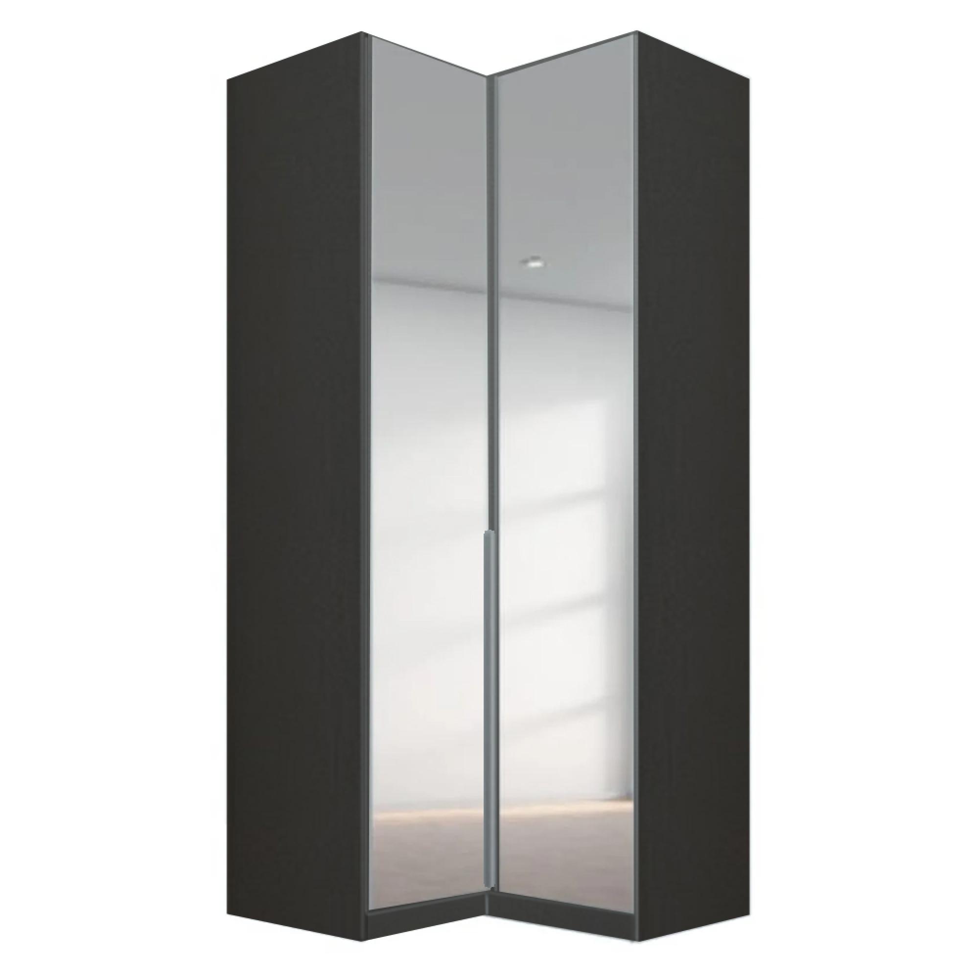 Rauch Alabama 100cm 2 Door Corner Mirrored Wardrobe - Metallic Dark Grey