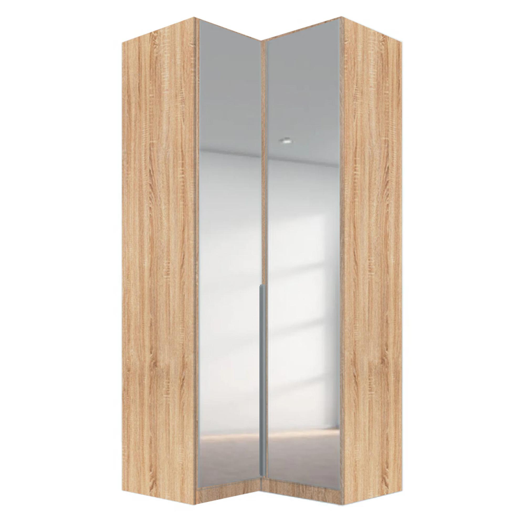 Rauch Alabama 100cm 2 Door Corner Mirrored Wardrobe - Sonoma Oak