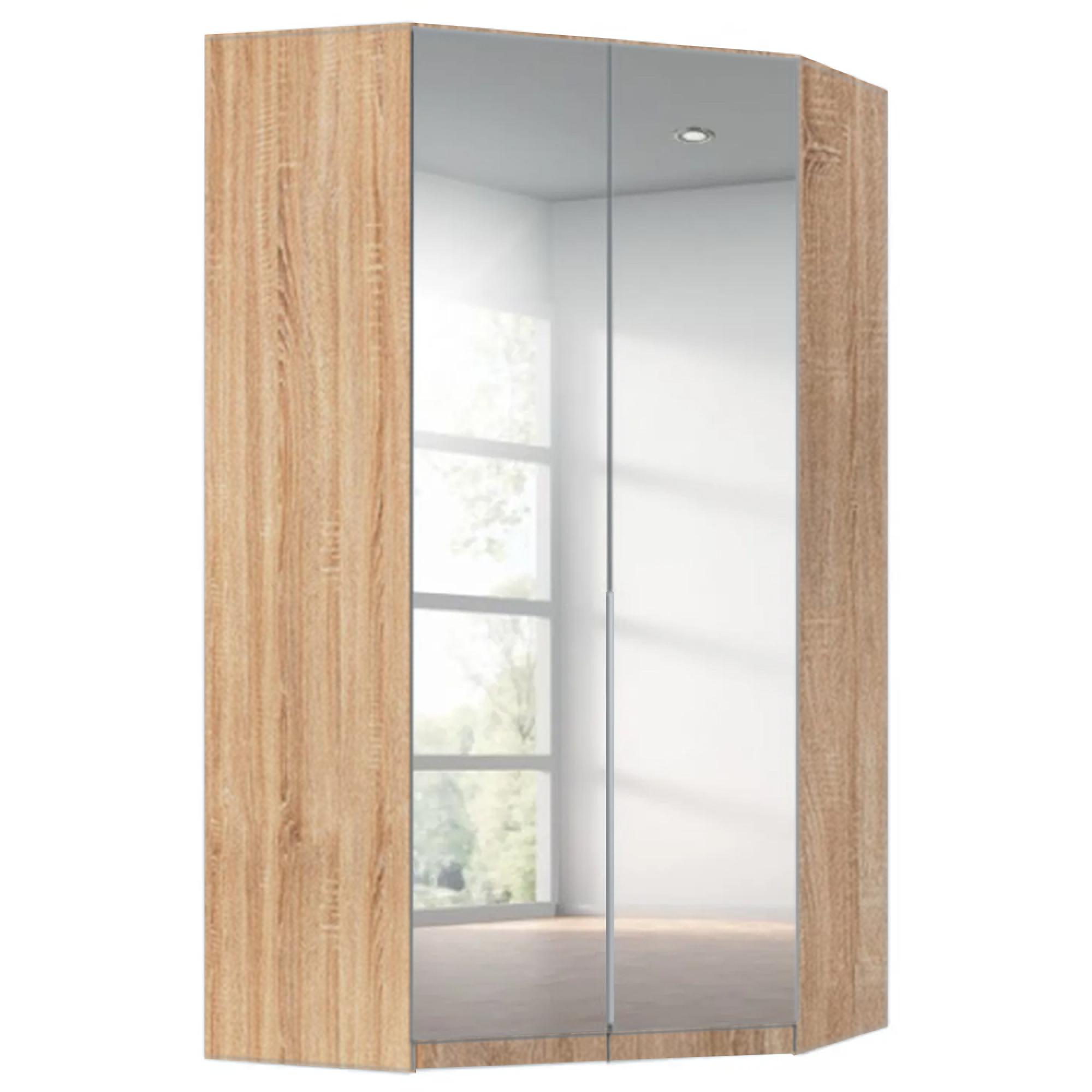 Rauch Alabama 117cm 2 Door Corner Mirrored Wardrobe - Sonoma Oak