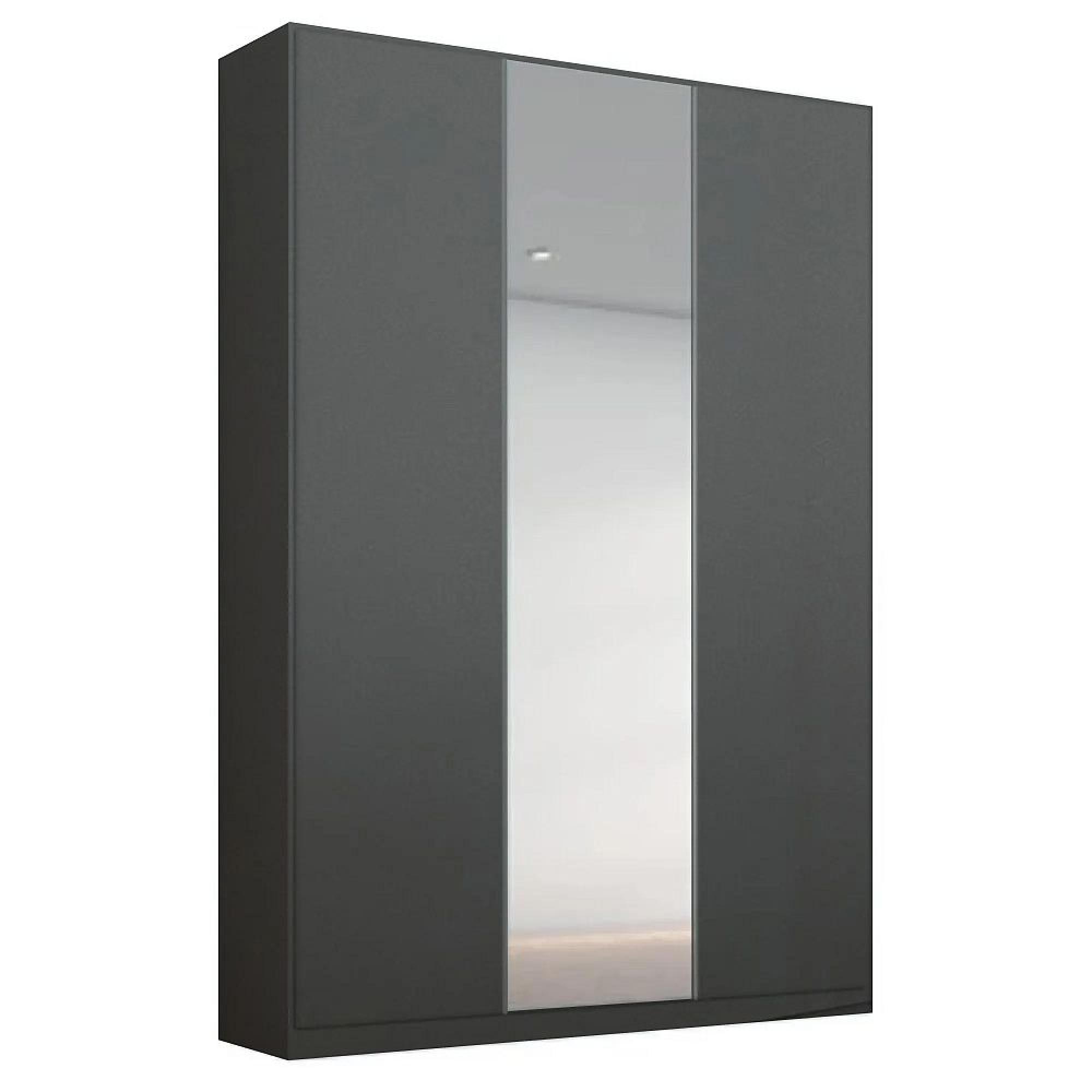Rauch Alabama 136cm 3 Door Wardrobe with Mirror - Metallic Dark Grey