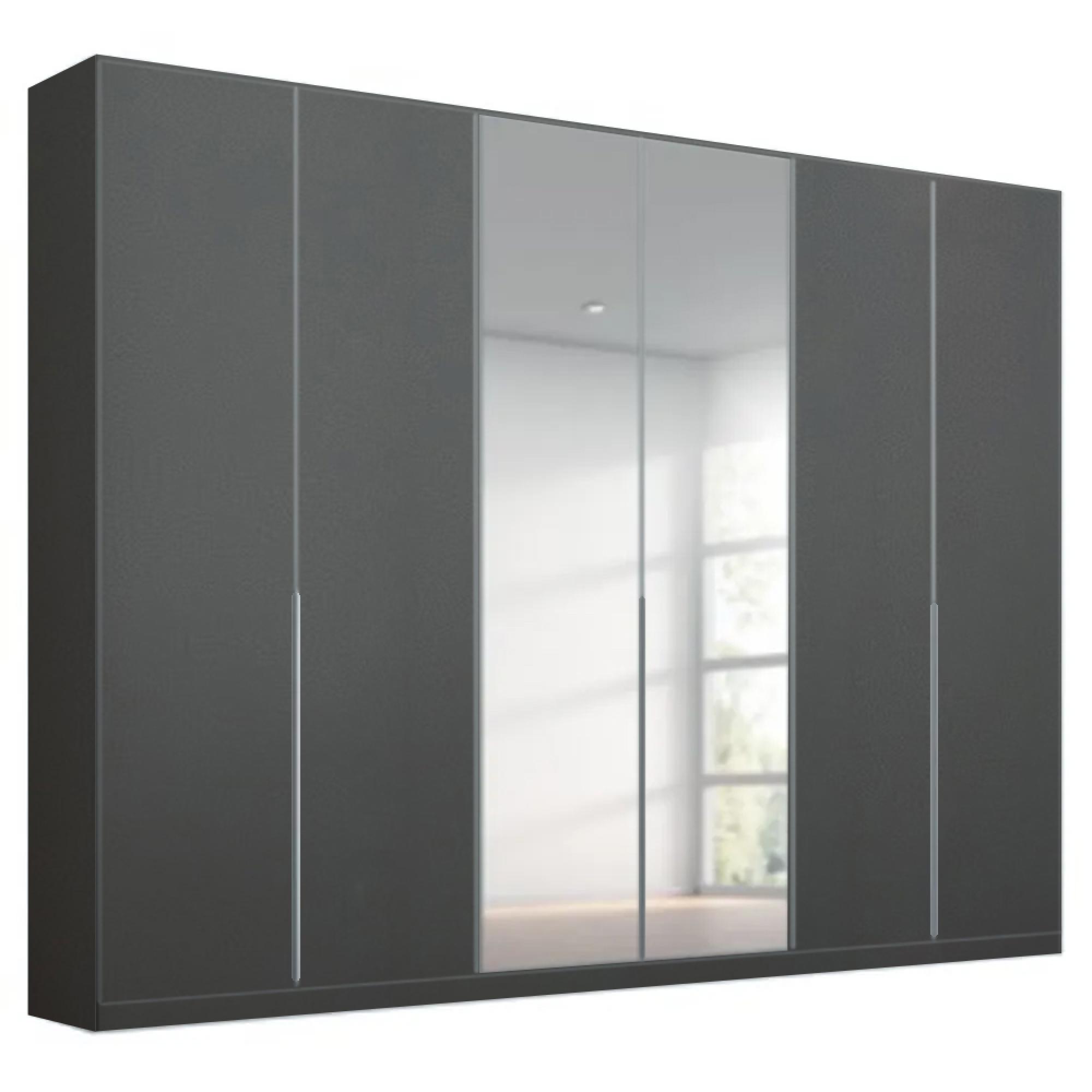 Rauch Alabama 271cm 6 Door Wardrobe with Mirror - Metallic Dark Grey