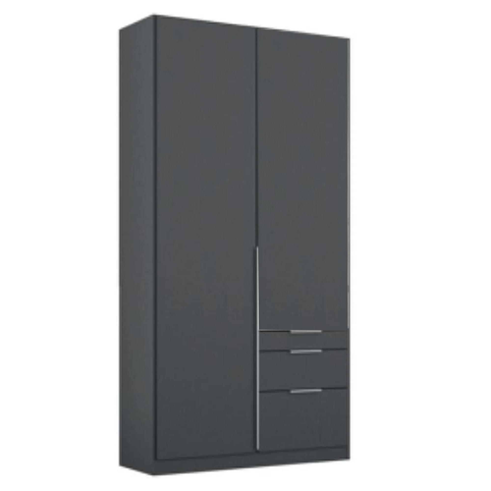 Rauch Alabama 91cm 2 Door Wardrobe with Drawer - Metallic Dark Grey