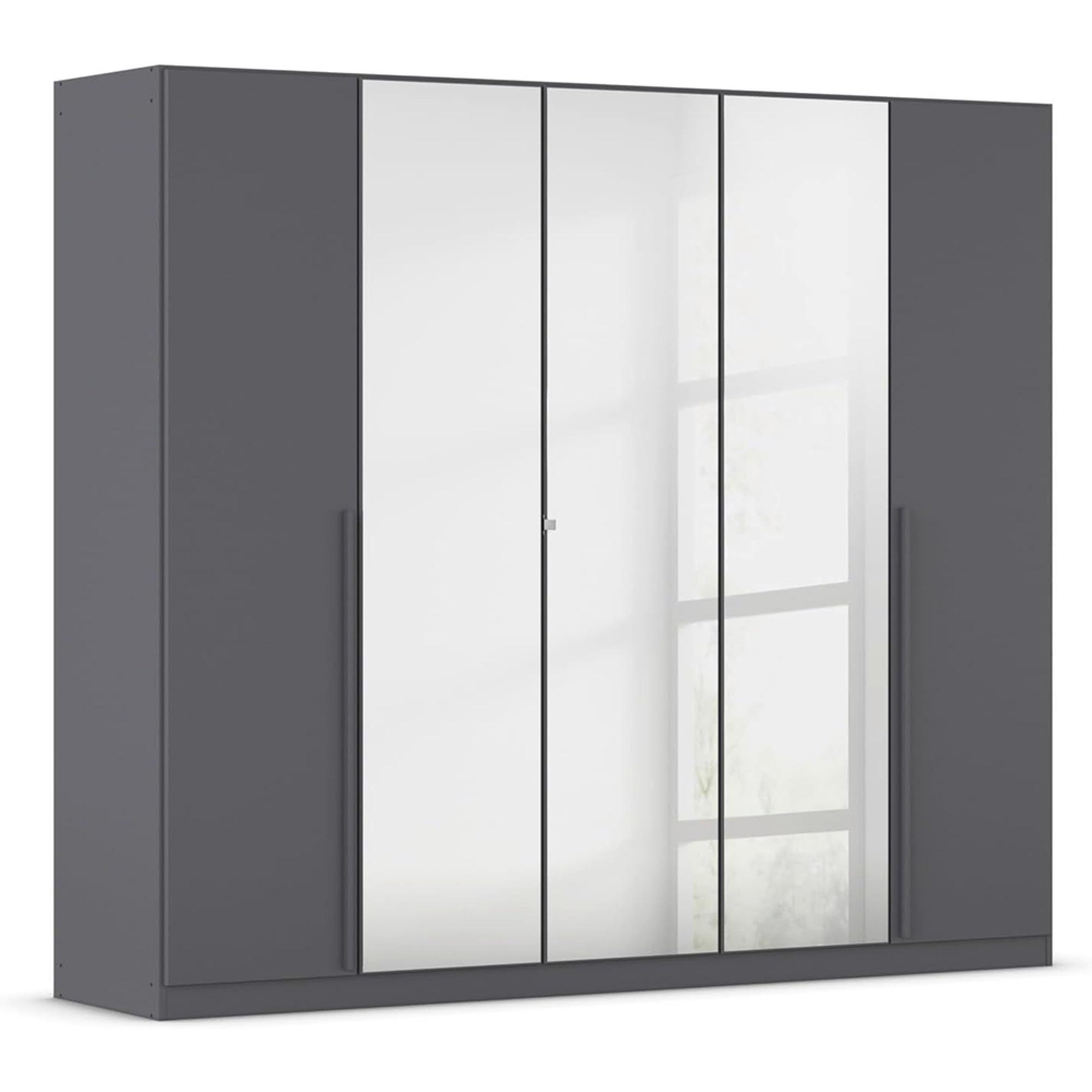 Rauch Alba 226cm 5 Door Mirror Wardrobe - Metallic Grey