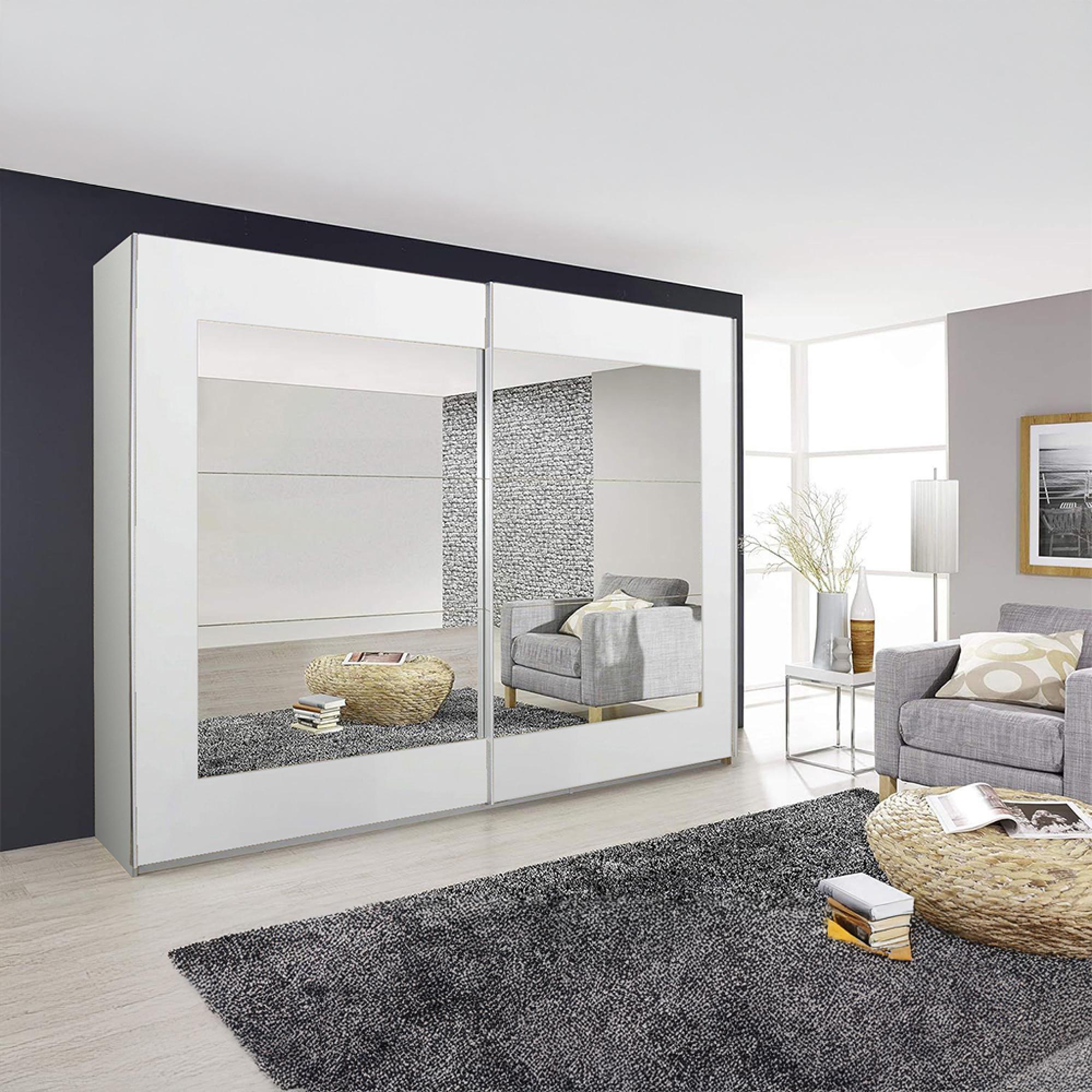 Rauch Alegro 226cm 2 Door Sliding Wardrobe with Mirror - Alpine White