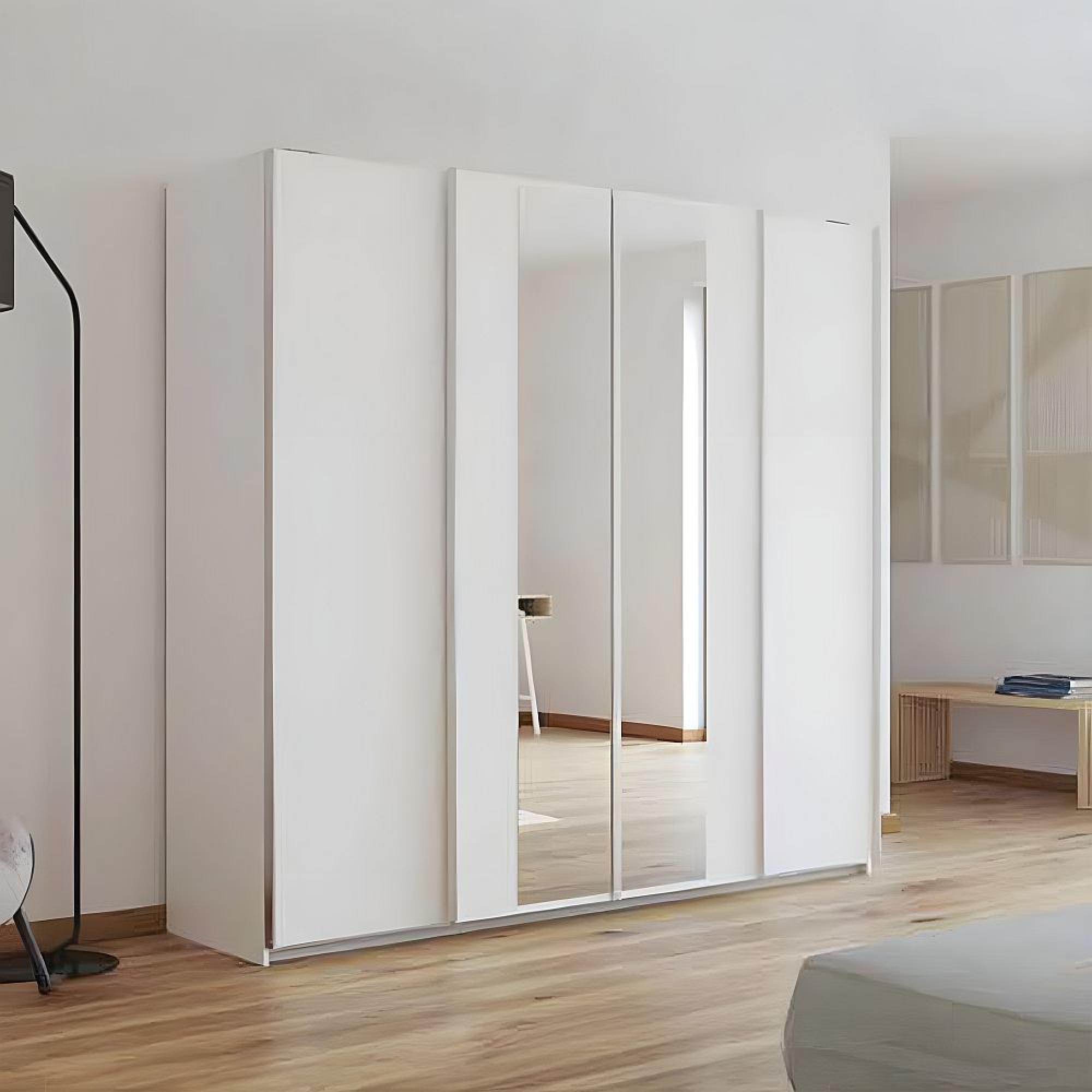 Rauch Altera 226cm 4 Door Sliding Wardrobe with Mirror - Alpine White
