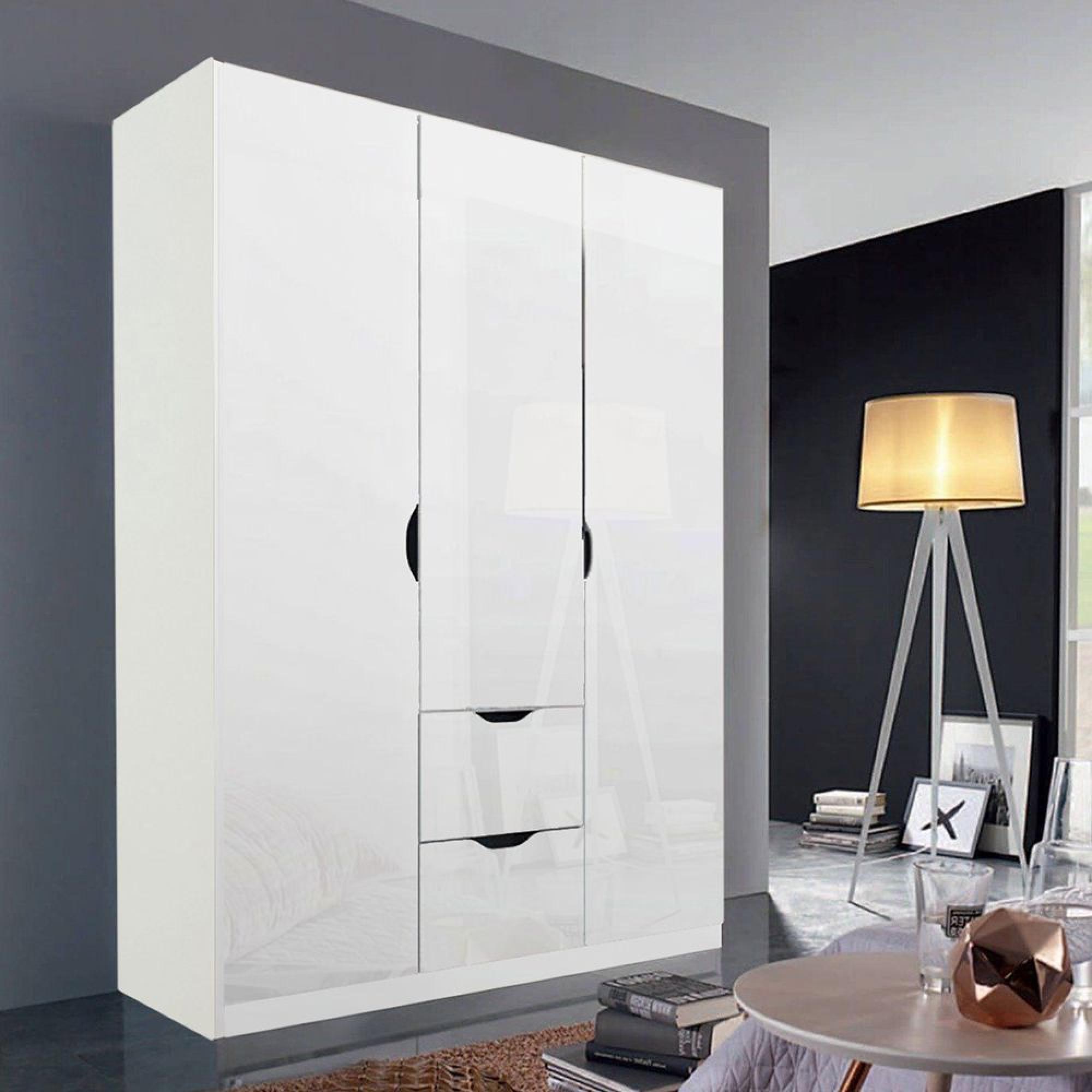 Rauch Arnstein 136cm 3 Door Wardrobe with Drawer - Alpine White and White High Gloss