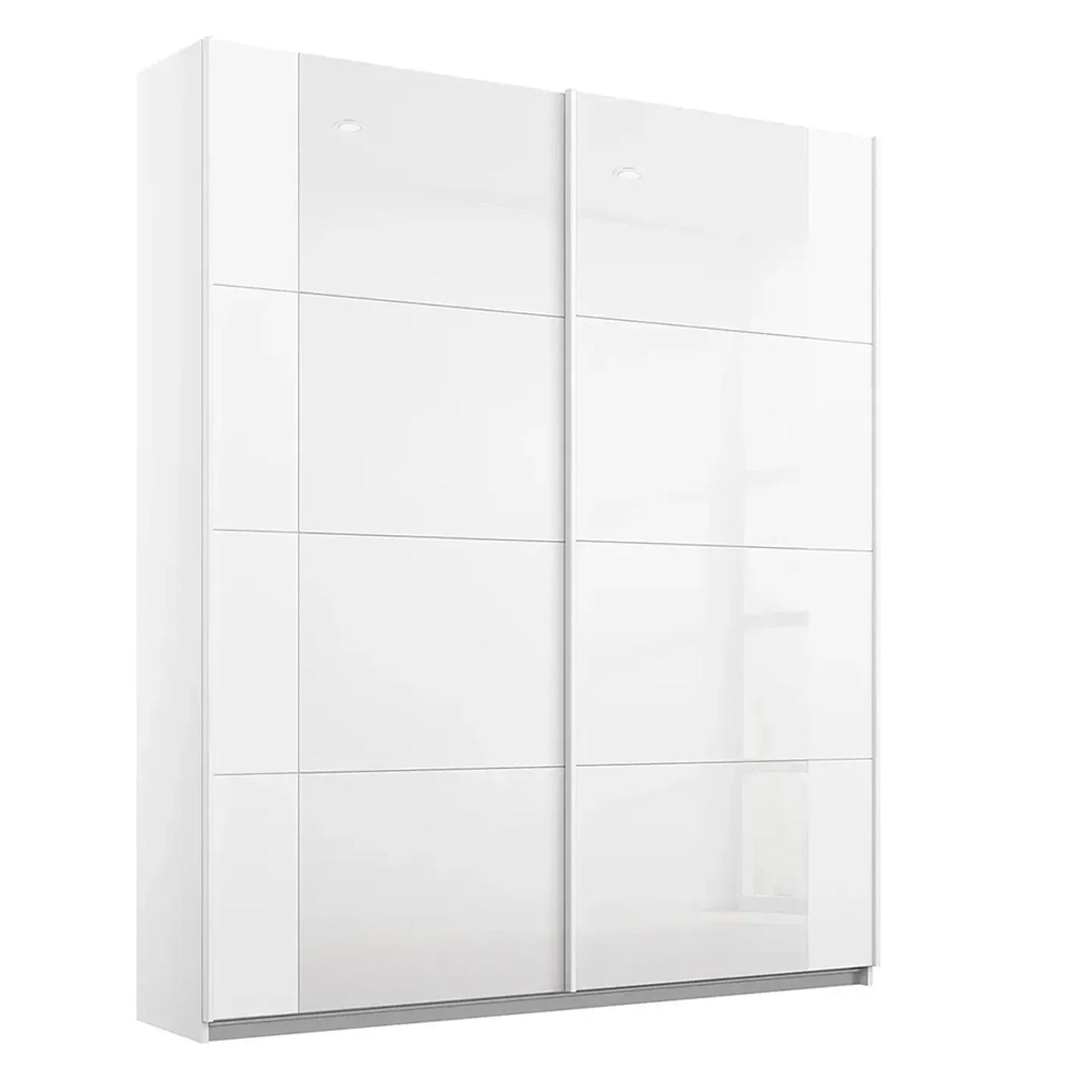 Rauch Artemis 181cm 2 Door Sliding Wardrobe - Alpine White and White Glass